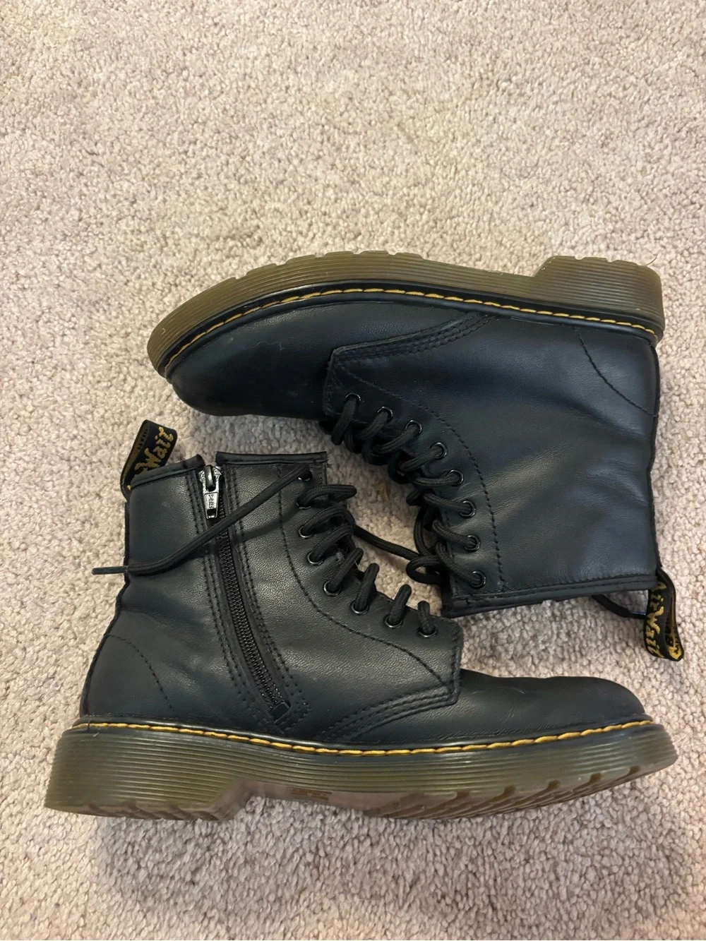 Dr. Martens Junior 1460 Softy T leather lace-up combat boots bin black